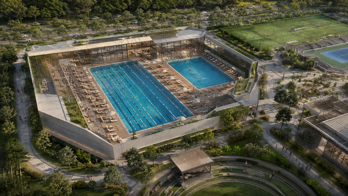 Conceptual 3D visualisation — Aquatics, Tennis & Squash Academy