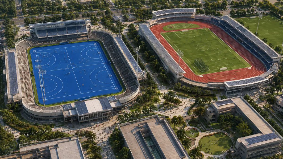 Conceptual 3D visualisation — Hockey & Athletics Sports Park