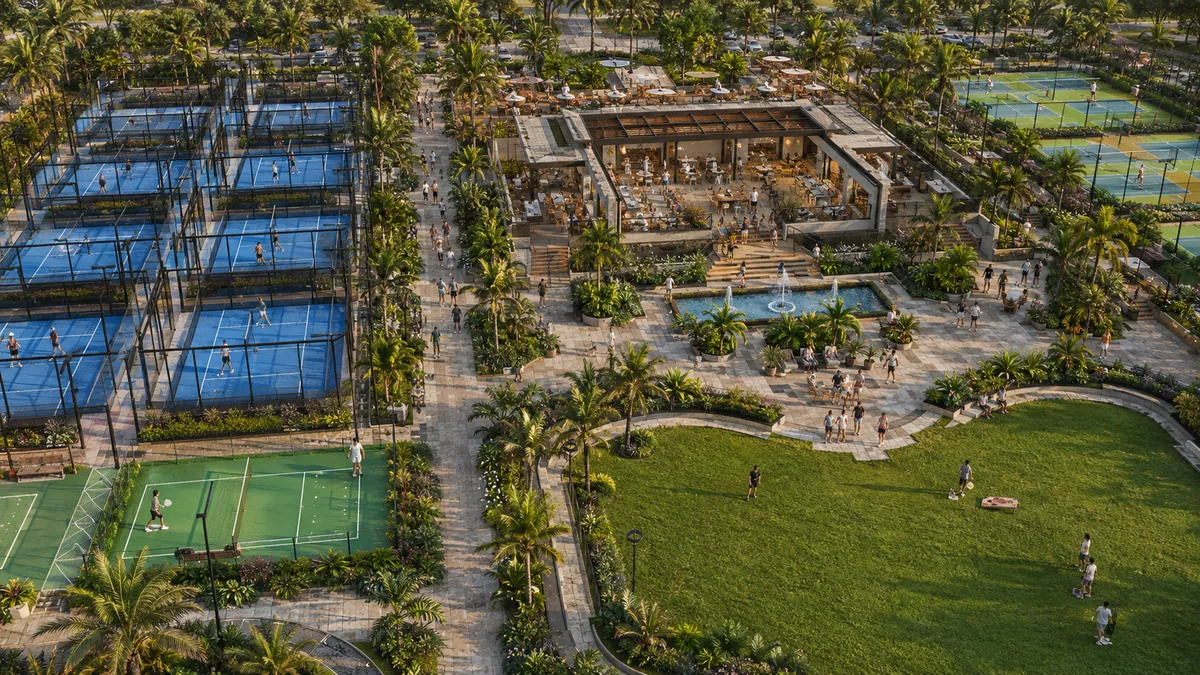 Conceptual 3D visualisation — Padel & Pickleball Club